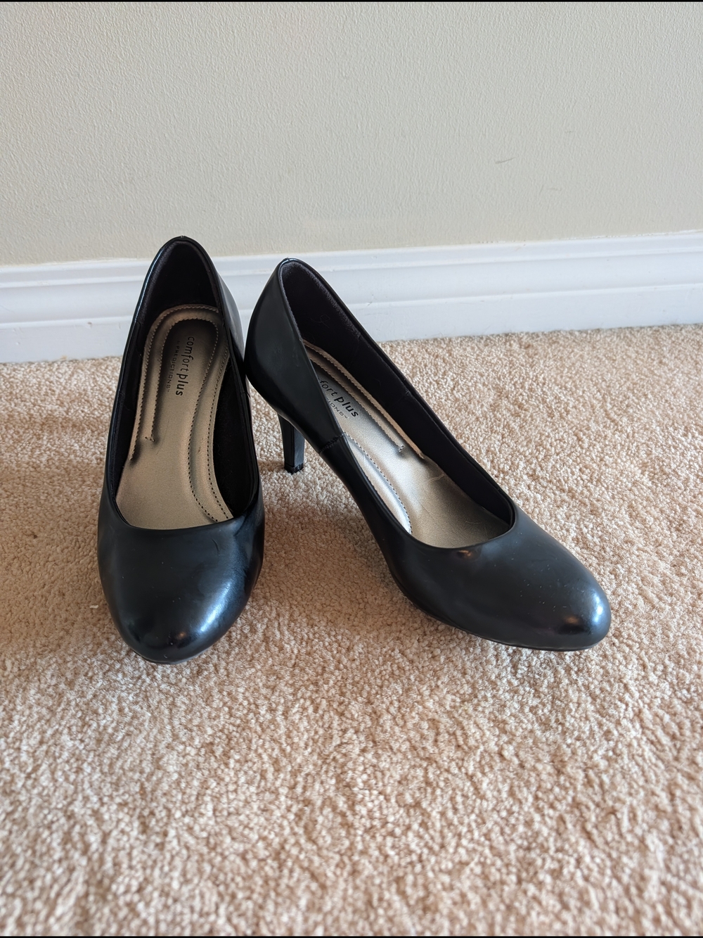 comfort plus by Predictions Classic Black Mid-Heel Pumps